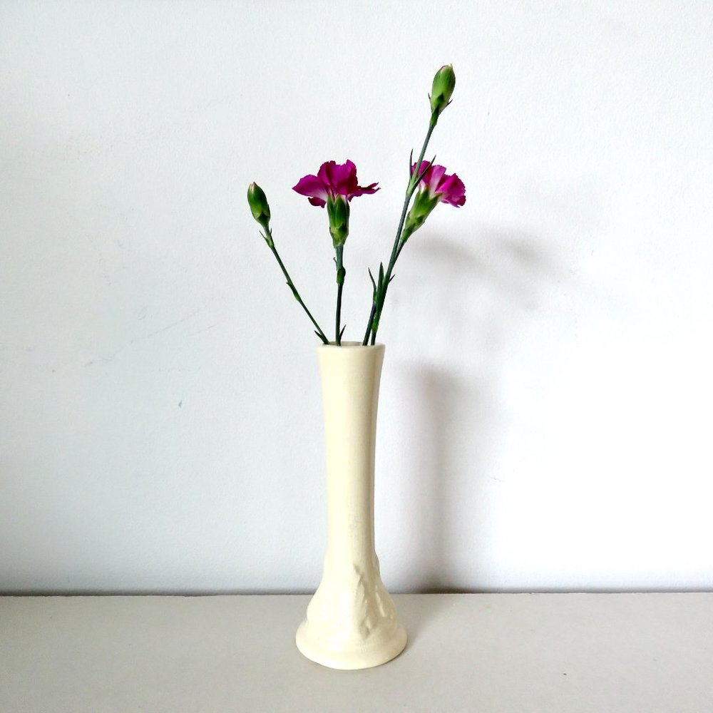 Antique Vintage White Floral Bud Vase